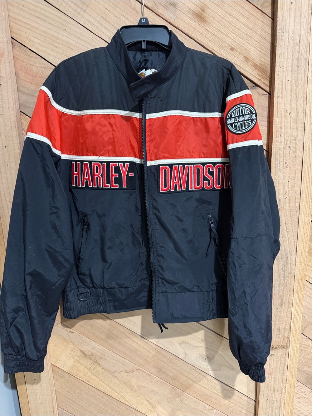 Harley-Davidson Black and Red Logo Zip-Front Jacket